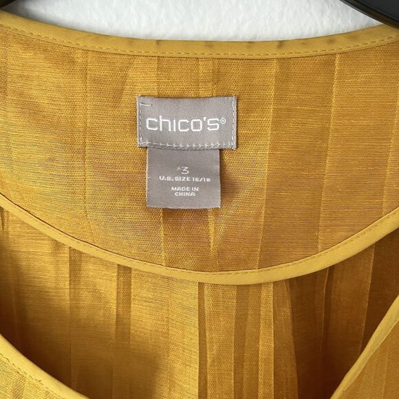 Chicos Womens Jacket Cárdigan Size 3 Extra Large Ochre Yellow Linen Open Front - Picture 5 of 6